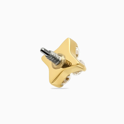 18K Gold PVD Internally Threaded 4-CZ Flower Top
