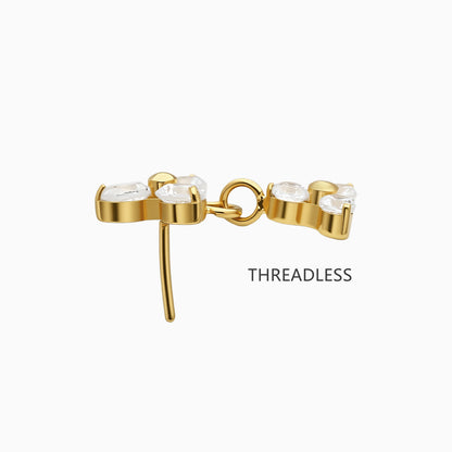 18Kt Gold PVD Titanium Threadless Dangle Cluster Top
