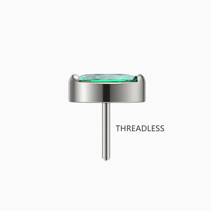 Titanium Threadless Marquise Gem Top