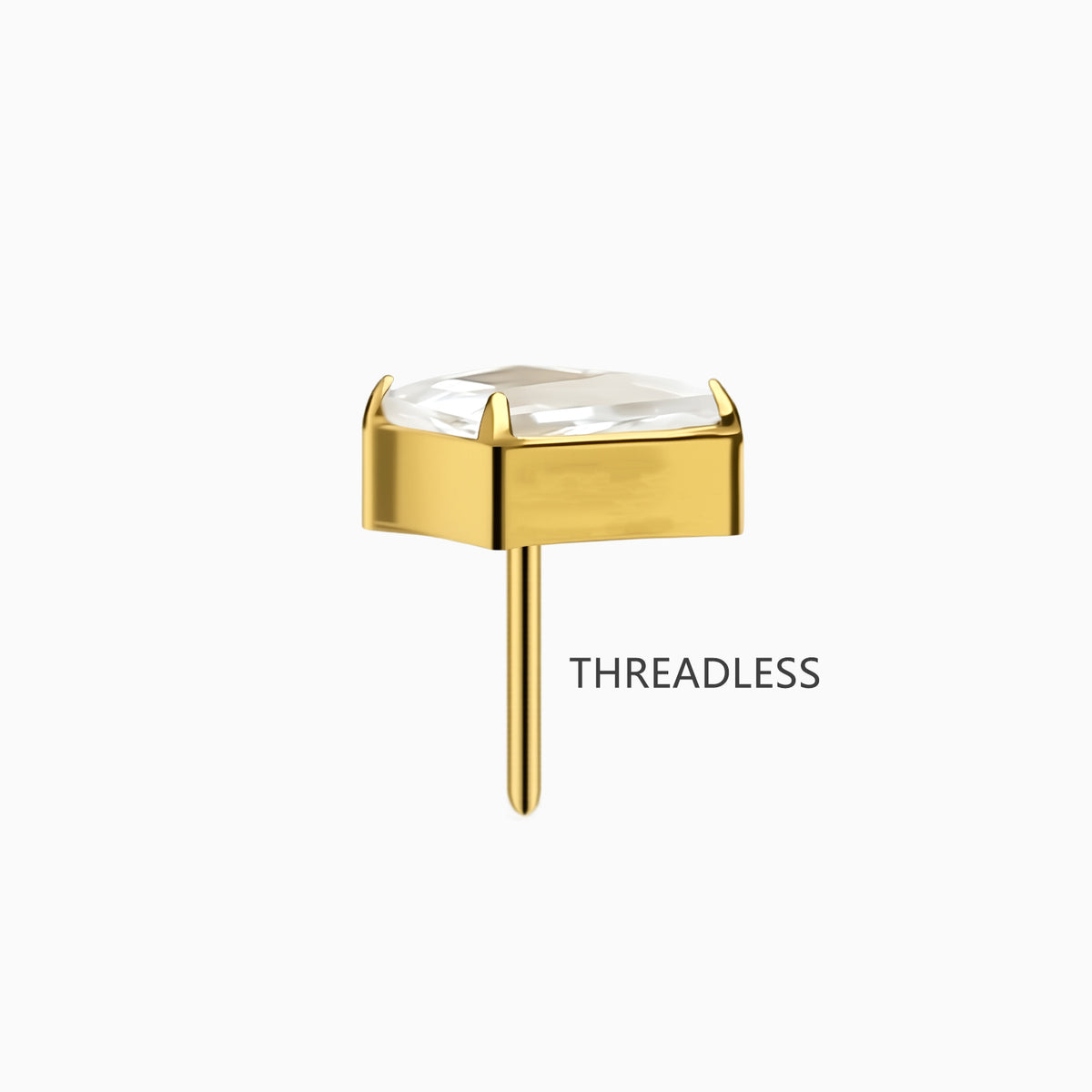 18Kt Gold PVD Titanium Threadless Kite Cut Gem Top.