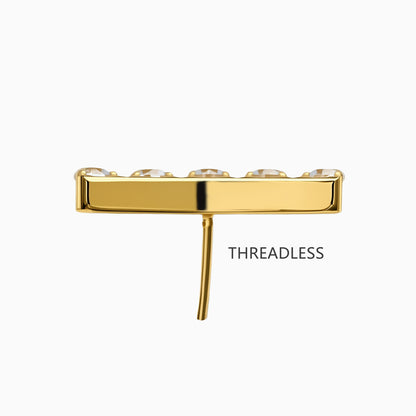 18Kt Gold PVD Titanium Threadless Crown Cluster Top