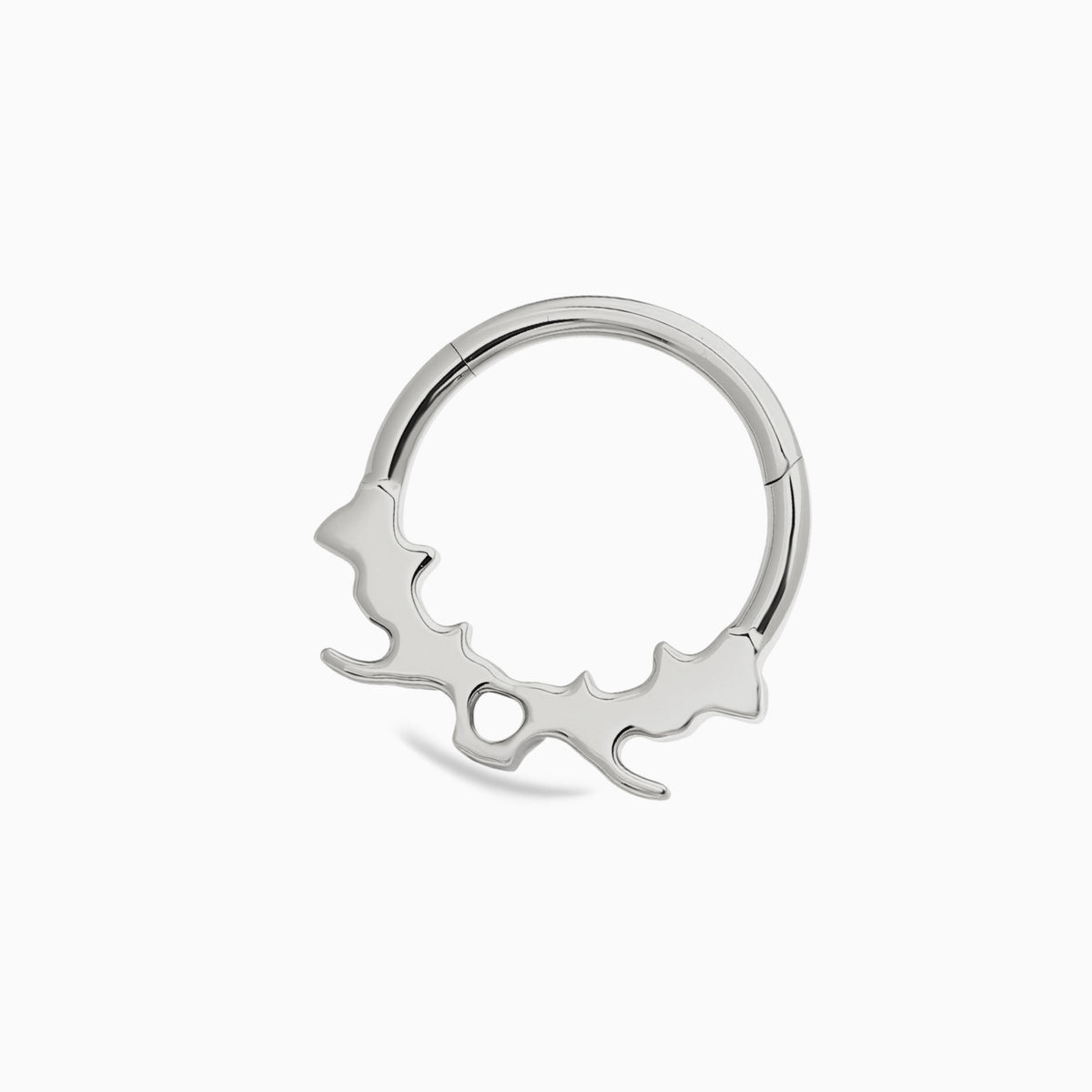 Titanium Heart & Round Gem Front Facing Hinged Clicker