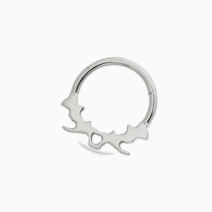 Titanium Heart & Round Gem Front Facing Hinged Clicker