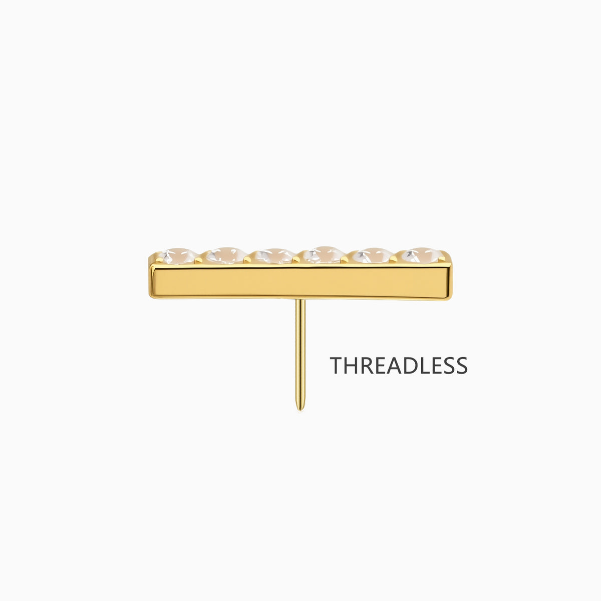 18Kt Gold PVD Titanium Threadless 6-Stone Bar Top