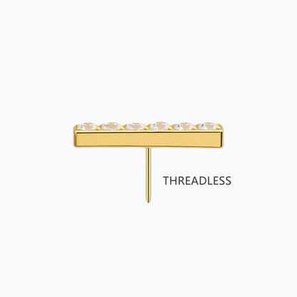 18Kt Gold PVD Titanium Threadless 6-Stone Bar Top