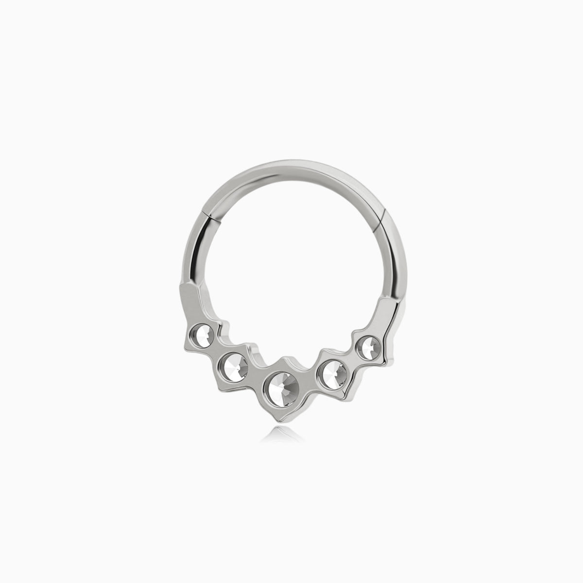 Titanium Graduated Round Gem Cluster Front Facing Hinged Segment Clicker