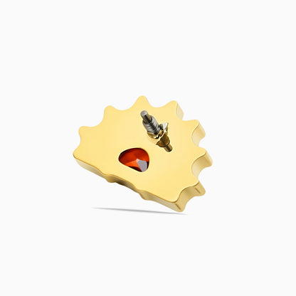 18K Gold PVD Titanium Internally Threaded Red CZ Sunburst Top