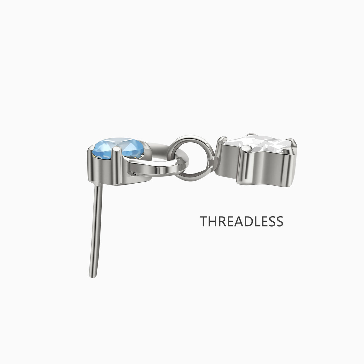 Titanium Threadless Dangle Bezel Cluster Top