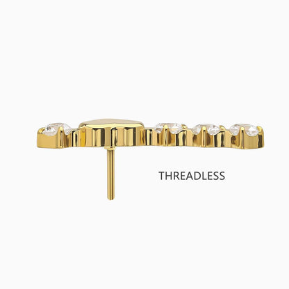 18Kt Gold PVD Titanium Threadless Heart Cluster Top
