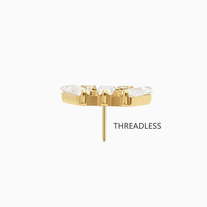 18Kt Gold PVD Titanium Threadless Fan Cluster Top