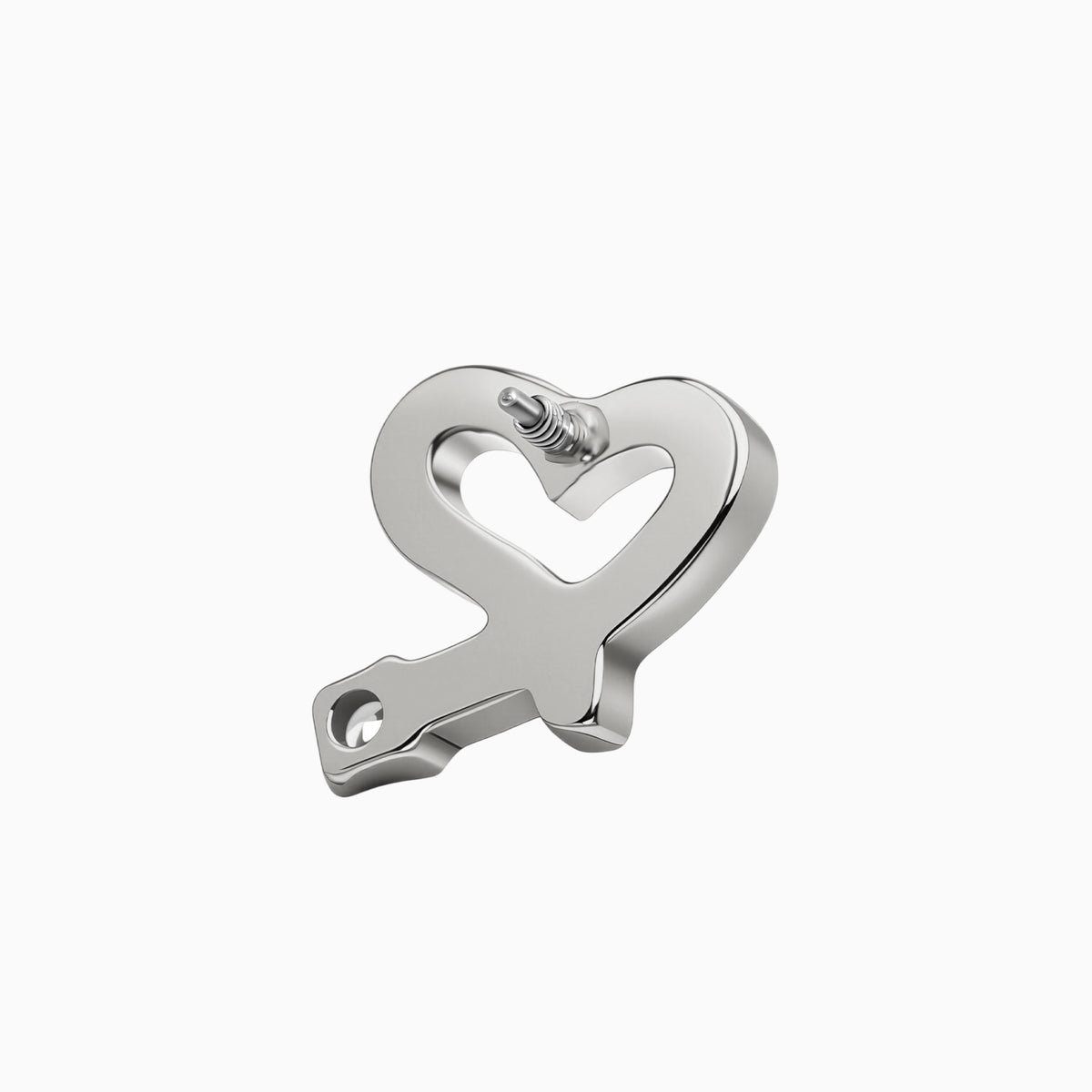 Titanium Internally Threaded CZ Heart Ribbon Top