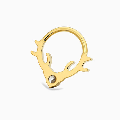 18Kt Gold PVD Titanium Antler Front Facing Hinged Clicker