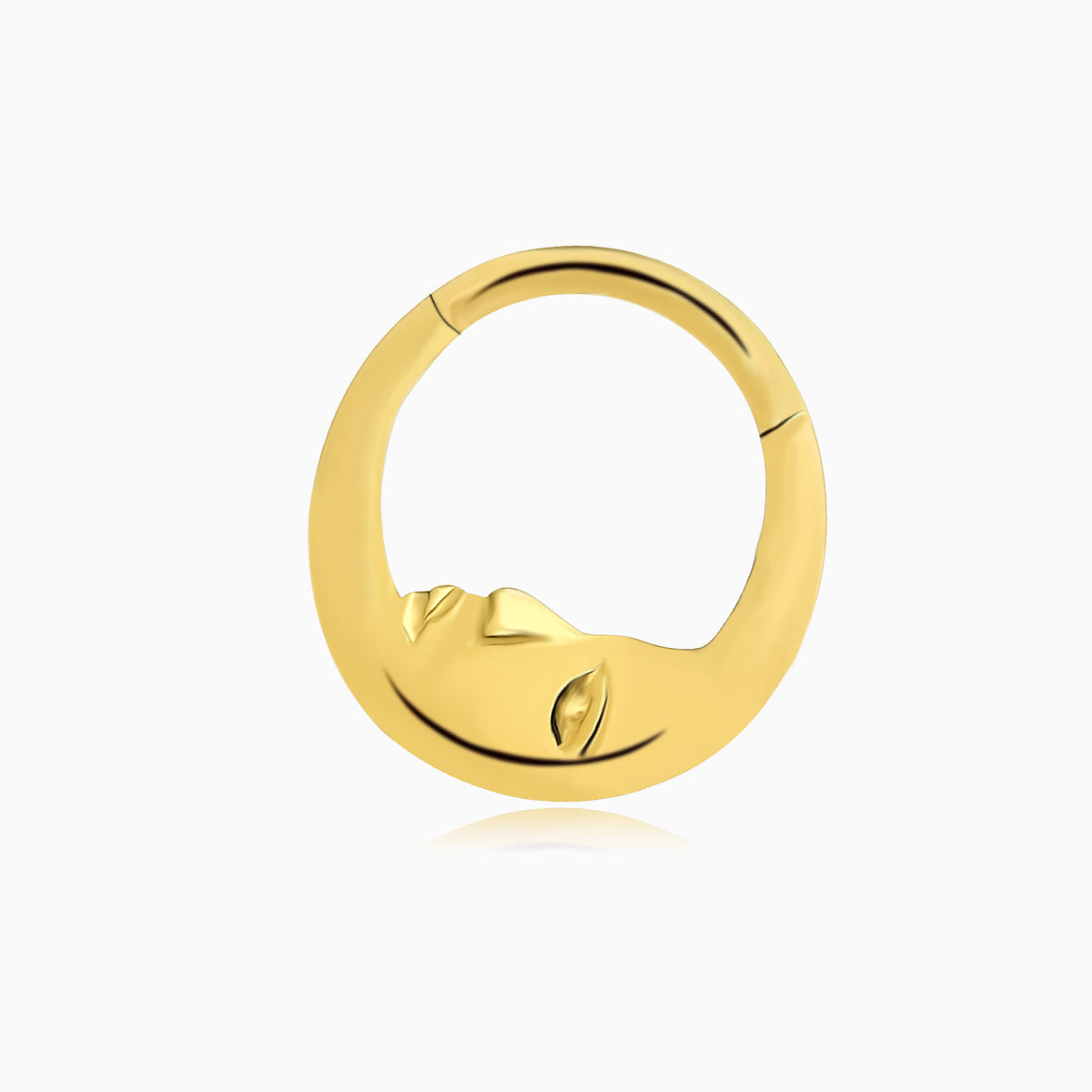 18Kt Gold PVD Titanium Crescent Moon Face Front Facing Hinged Segment Clicke