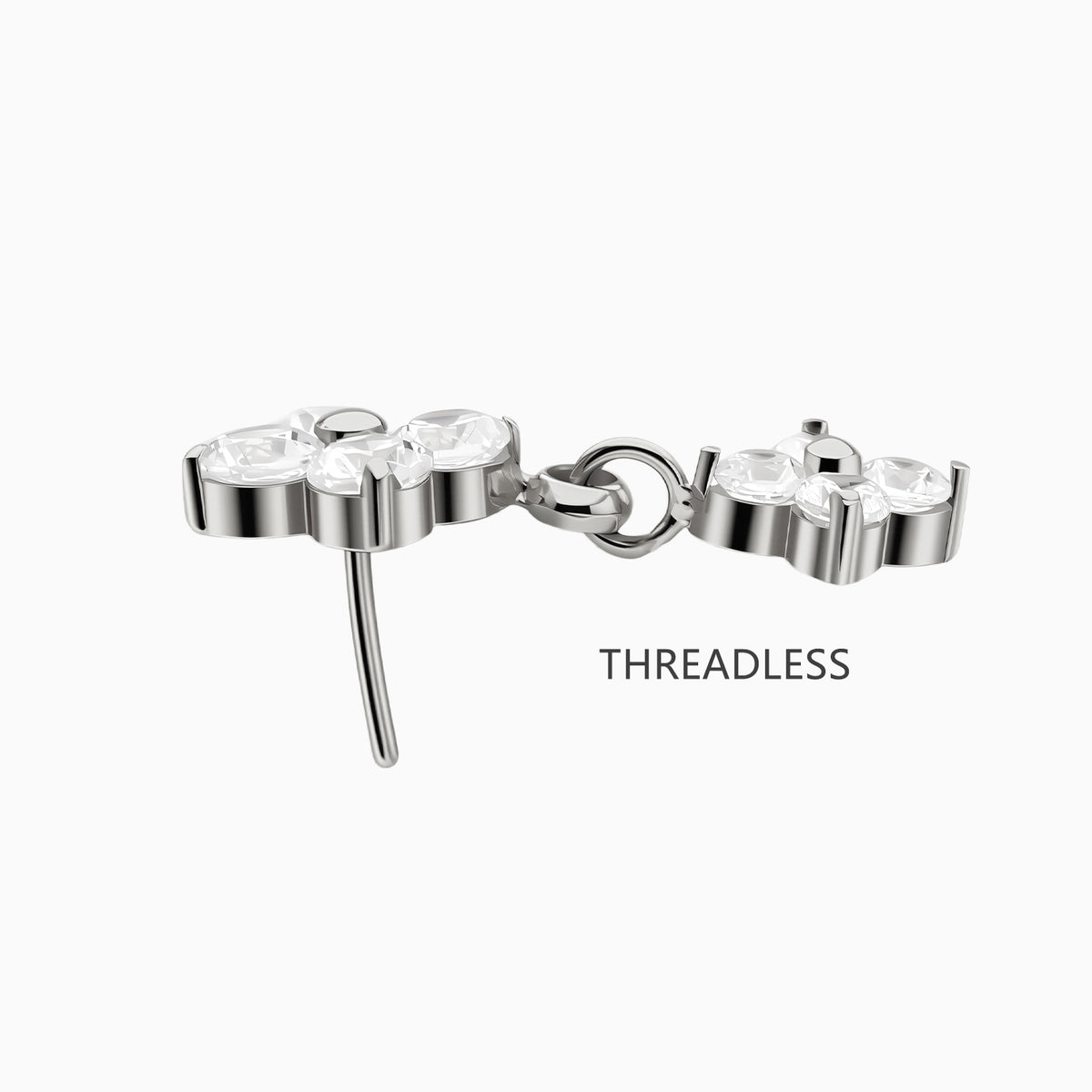 Titanium Threadless Dangle Four-Stone Cluster Top