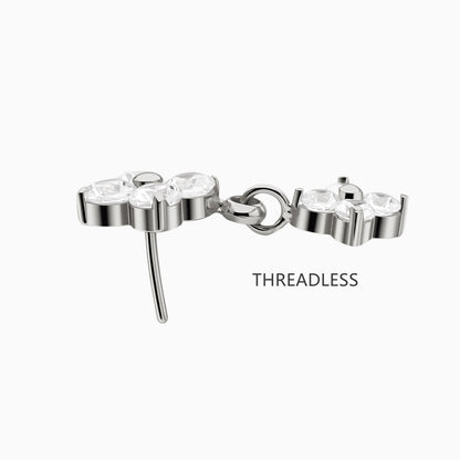 Titanium Threadless Dangle Four-Stone Cluster Top