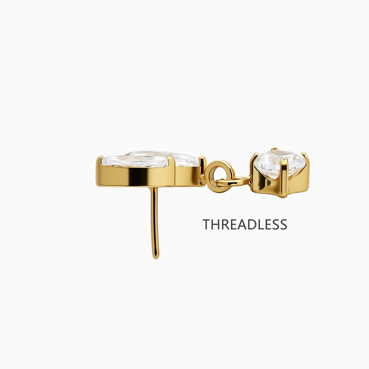 24Kt Gold PVD Titanium Threadless Dangle Leaf Cluster Top