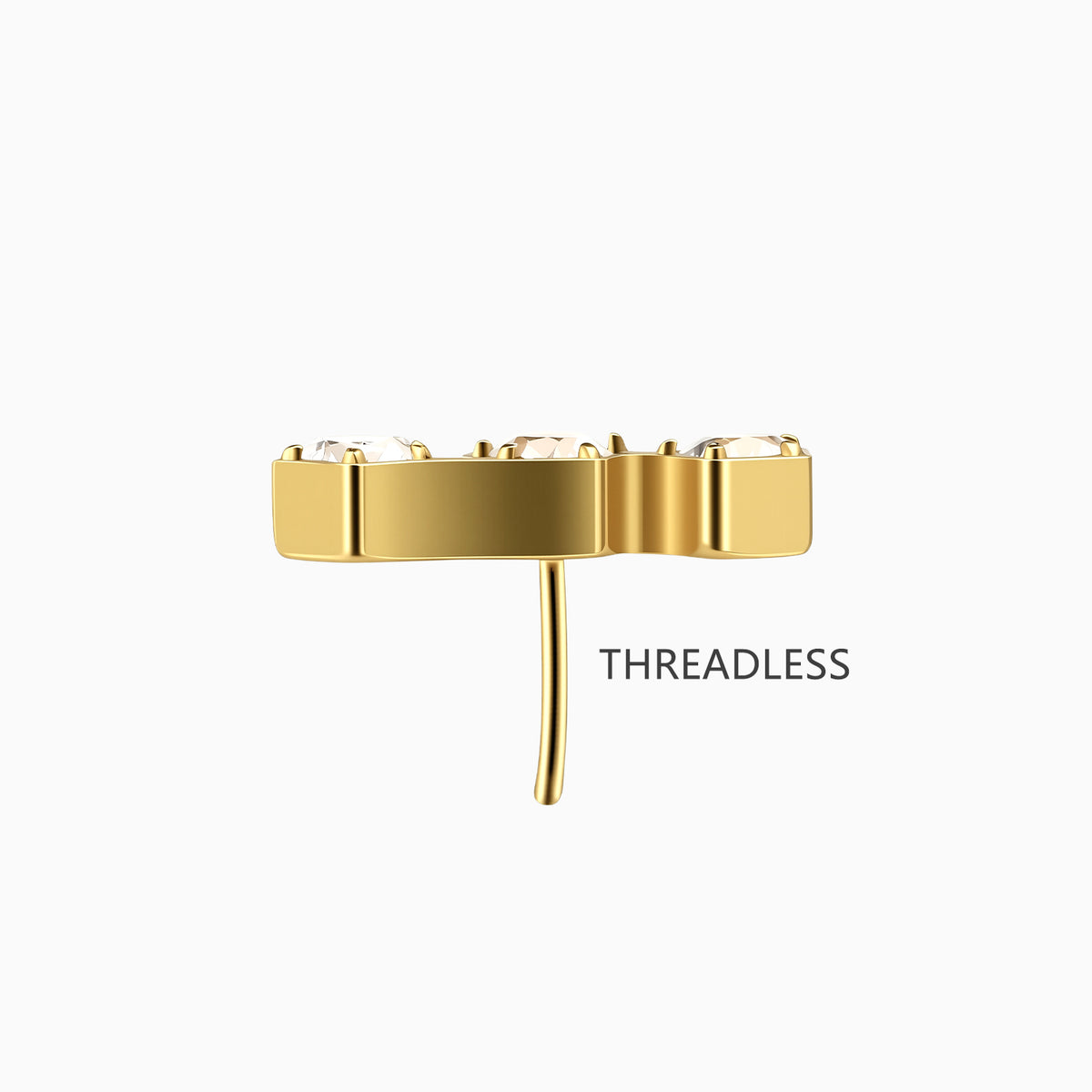 18Kt Gold PVD Titanium Threadless Pentigon Three-Stone Cluster Top