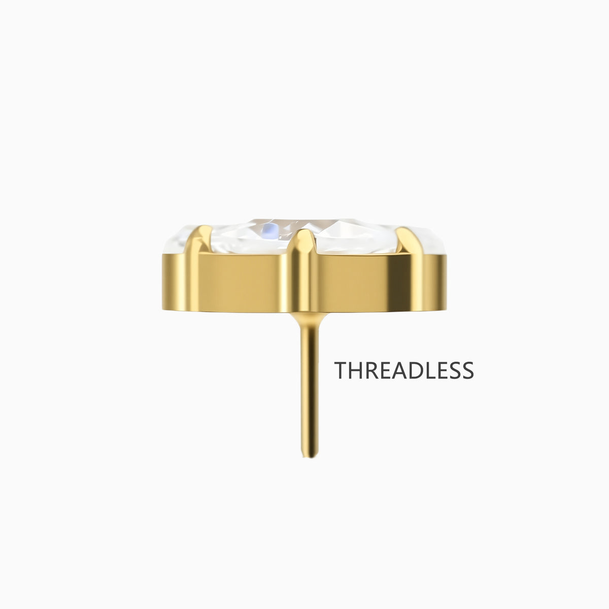 18Kt Gold PVD Titanium Threadless Prong-Set 3-Stone Heart Shape Cluster Top