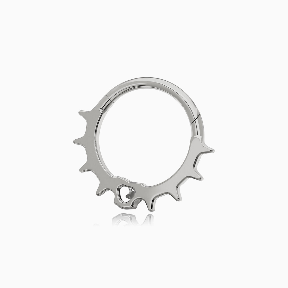 Titanium Spike Heart Gem Front Facing Hinged Segment Clicker