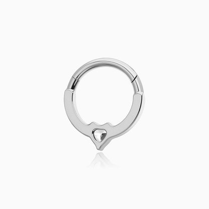 Titanium Heart and Round Gem Front Facing Hinged Segment Clicker