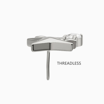 Titanium Threadless Shooting Star CZ Top