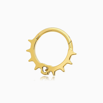 18Kt Gold PVD Titanium Heart & Spike Fan Front Facing Hinged Segment Clicker