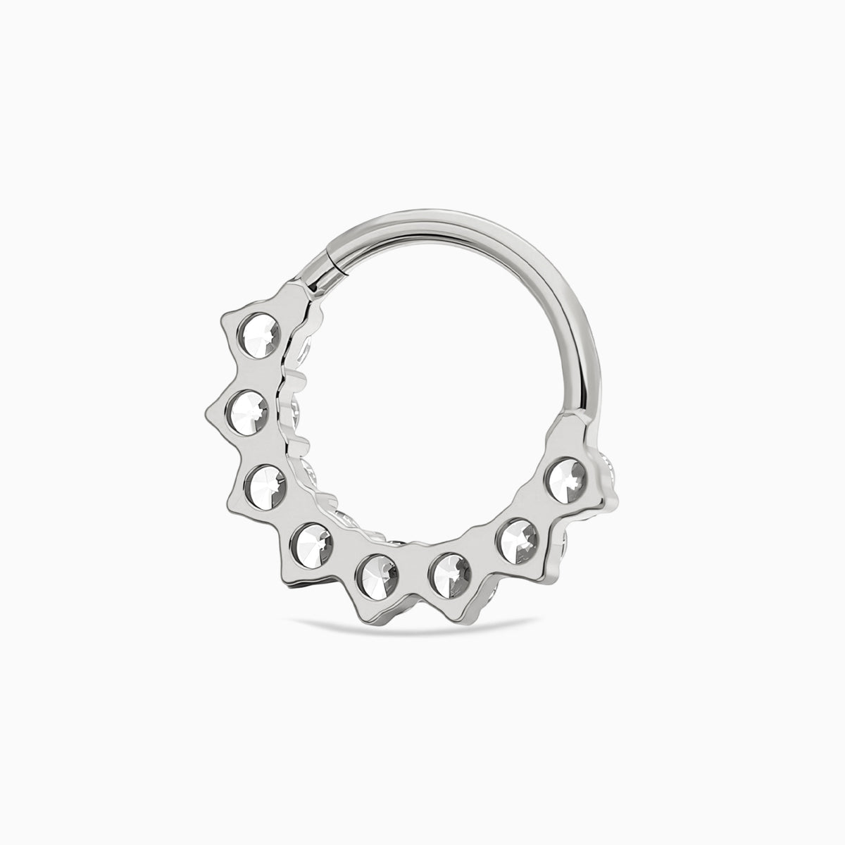 Titanium Round Prong Set Gem Cluster Front Facing Hinged Segment Clicker