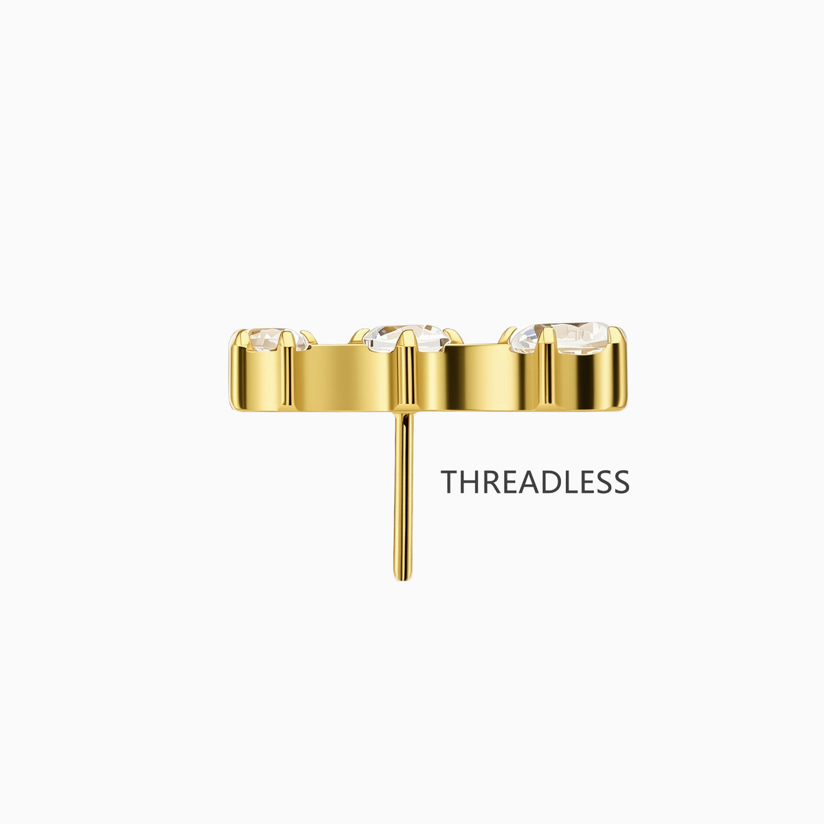 18Kt Gold PVD Titanium Threadless Graduated Triple Round Gem Curve Top
