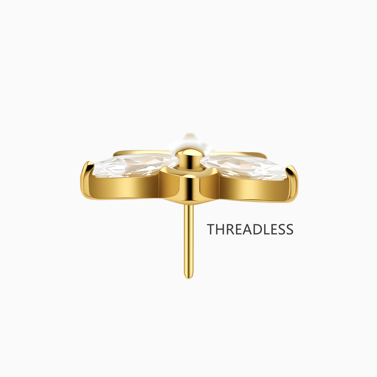 18Kt Gold PVD Titanium Threadless Marquise Cluster Top