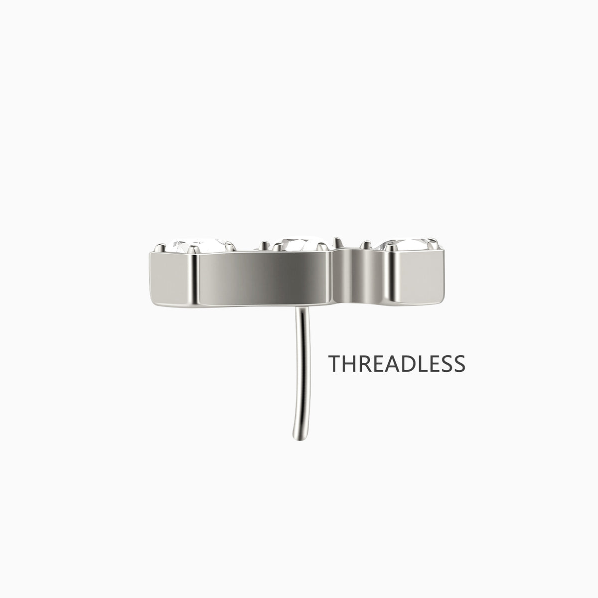 Titanium Threadless Pentigon Three-Stone Cluster Top