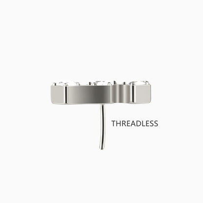 Titanium Threadless Pentigon Three-Stone Cluster Top