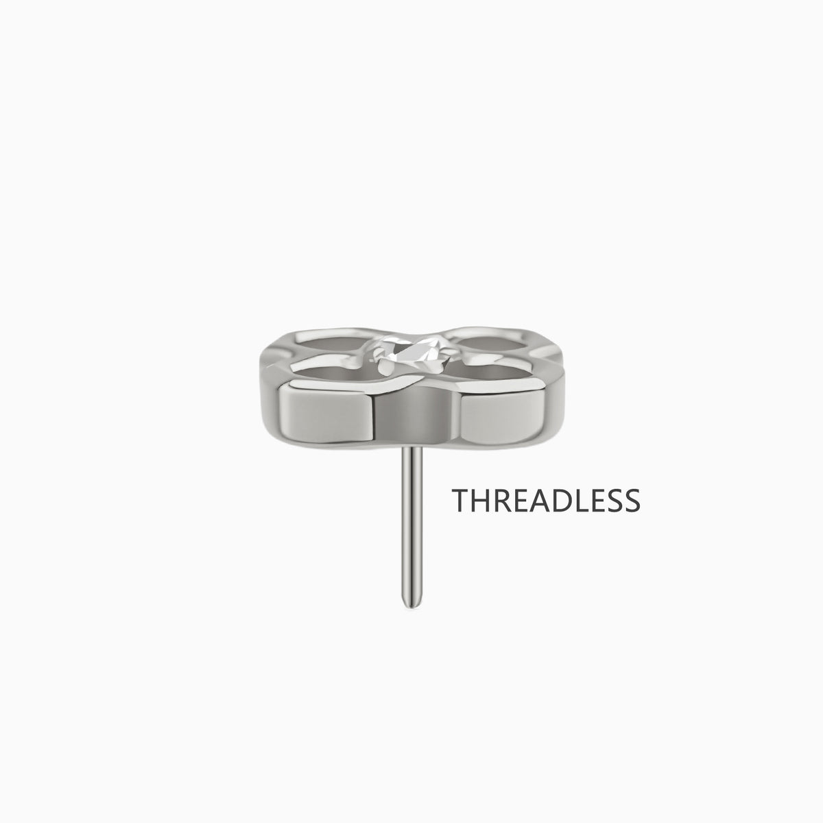 Titanium Threadless Open Flower Gem Top
