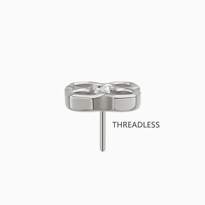 Titanium Threadless Open Flower Gem Top