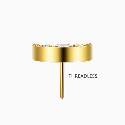 18Kt Gold PVD Titanium Threadless Crescent Moon Gem Top
