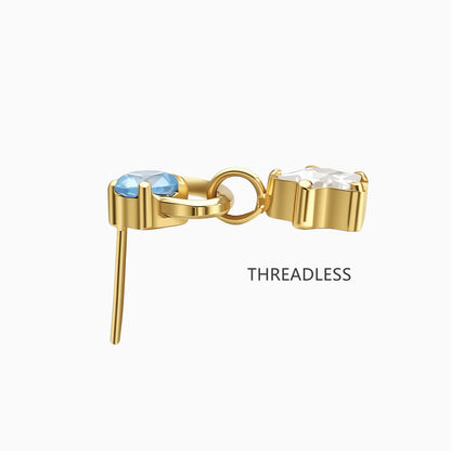 18Kt Gold PVD Titanium Threadless Dangle Bezel Cluster Top