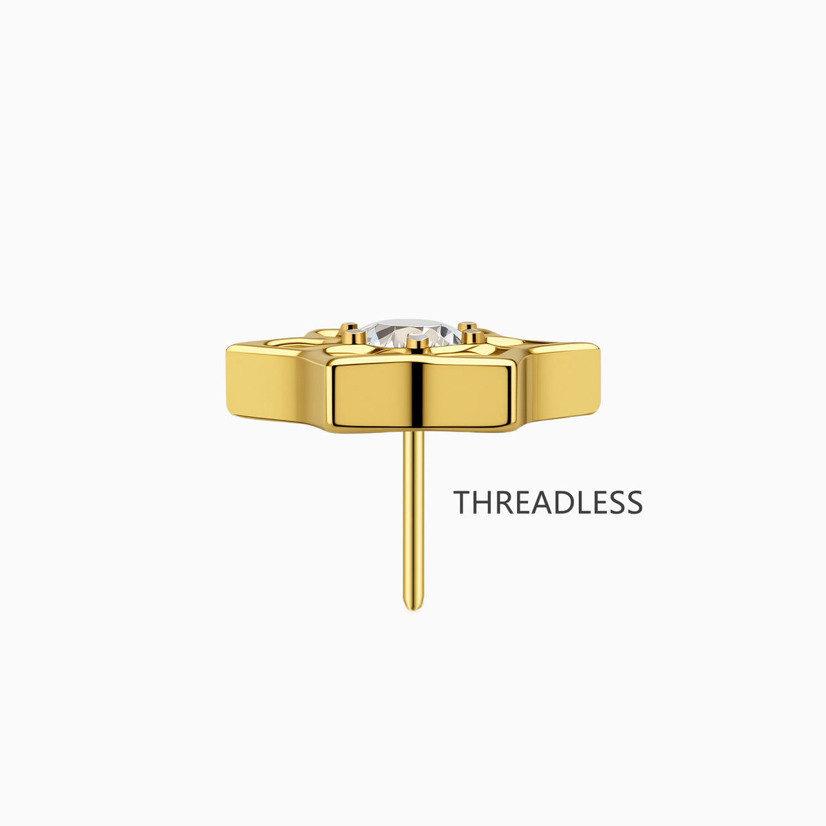 18Kt Gold PVD Titanium Threadless Open Star Gem Top