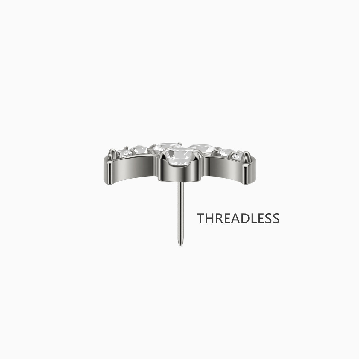 Titanium Threadless Celestial Moon CZ Top
