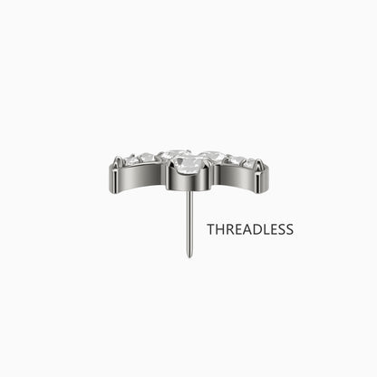 Titanium Threadless Celestial Moon CZ Top