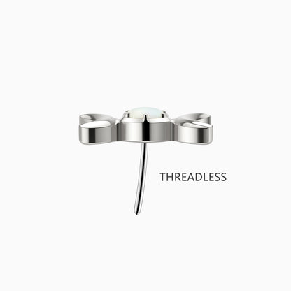 Titanium Threadless Triple Moon Opal Top