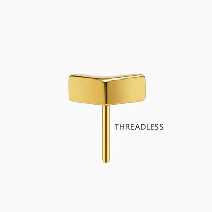 18Kt Gold PVD Titanium Threadless V-Shape Top.