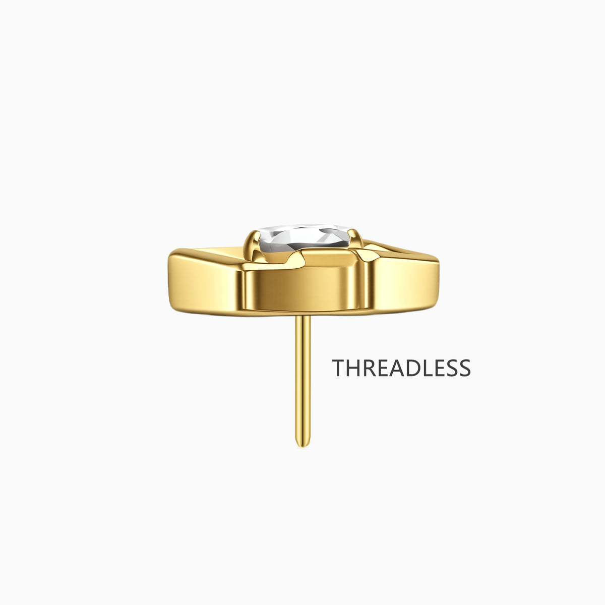 18Kt Gold PVD Titanium Threadless Open Triangle Gem Top