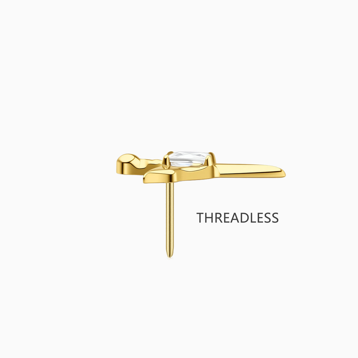 18Kt Gold PVD Titanium Threadless Winged Dagger Top