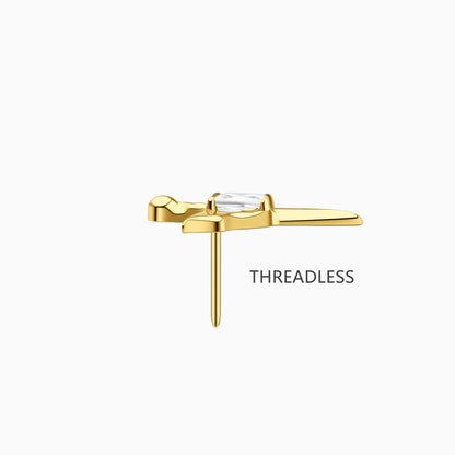 18Kt Gold PVD Titanium Threadless Winged Dagger Top