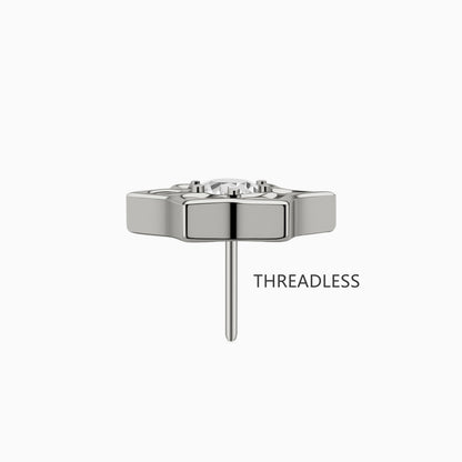 Titanium Threadless Open Star Gem Top