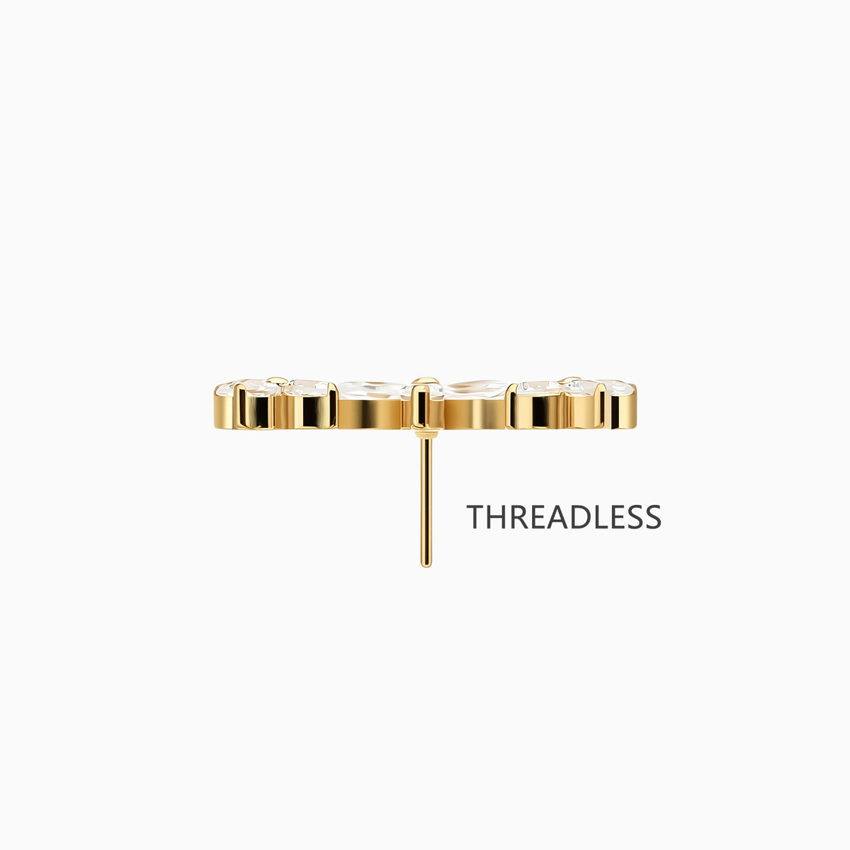 18Kt Gold PVD Titanium Threadless Floral Triple Cluster Top