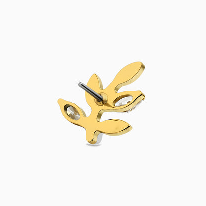 18Kt Gold PVD Titanium Threadless Leaf Top