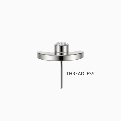 Titanium Threadless Crescent Moon with Bezel-Set Gem Top