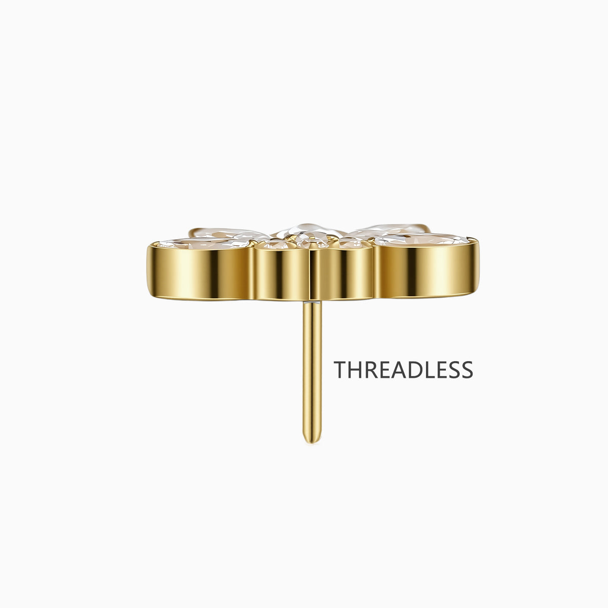 18Kt Gold PVD Titanium Threadless Marquise Crown Cluster Top.
