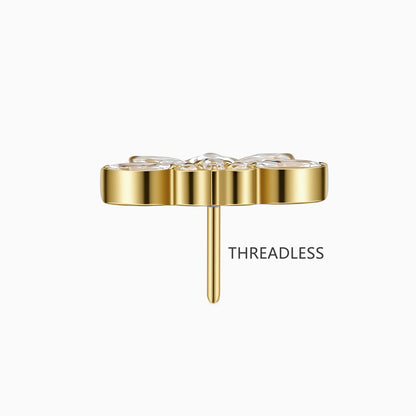 18Kt Gold PVD Titanium Threadless Marquise Crown Cluster Top.