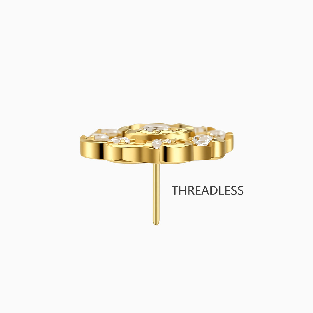 18Kt Gold PVD Titanium Threadless Swirl Cluster Top